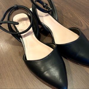 Black Ankle Wrap Flat